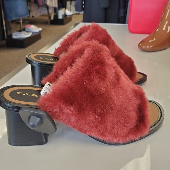 Zara Shoes - New! Zara Faux Fur Clogs